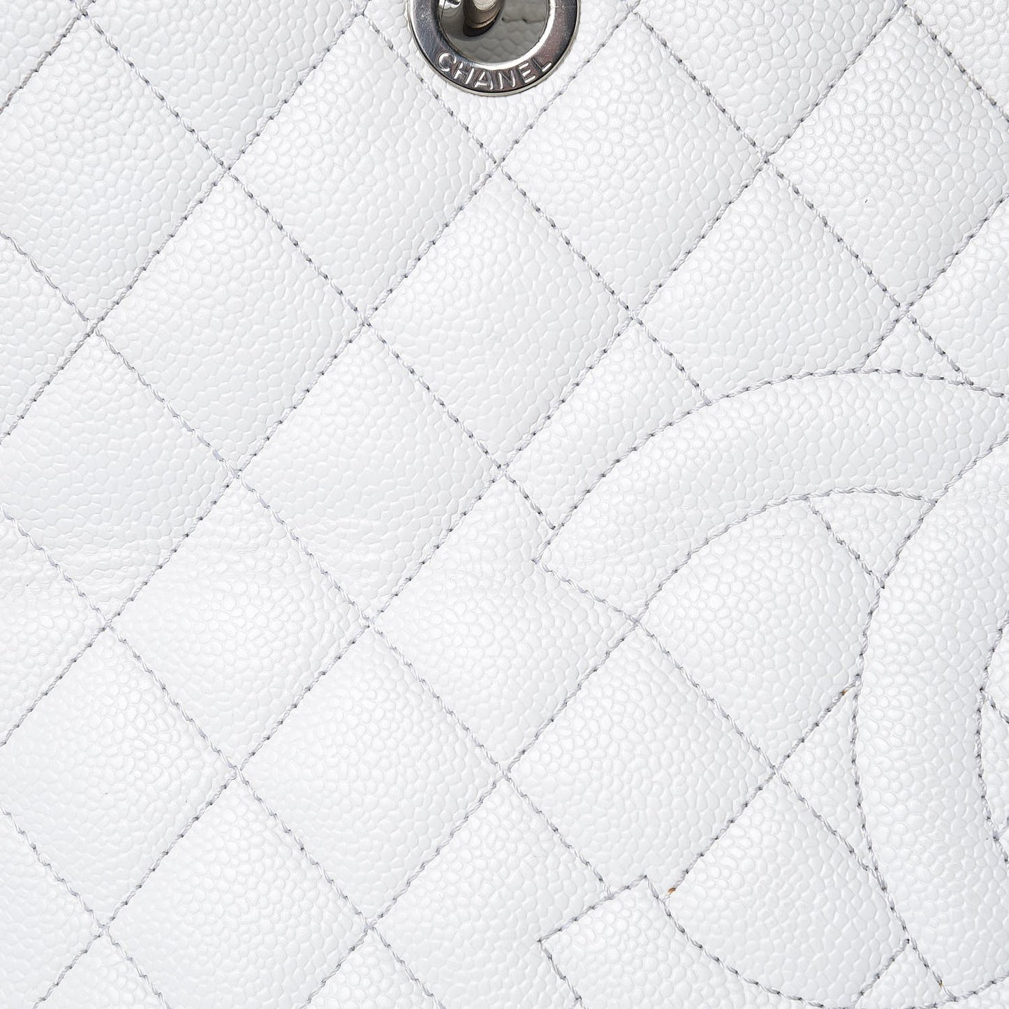 Caviar Quilted Grand Shopping Tote GST White