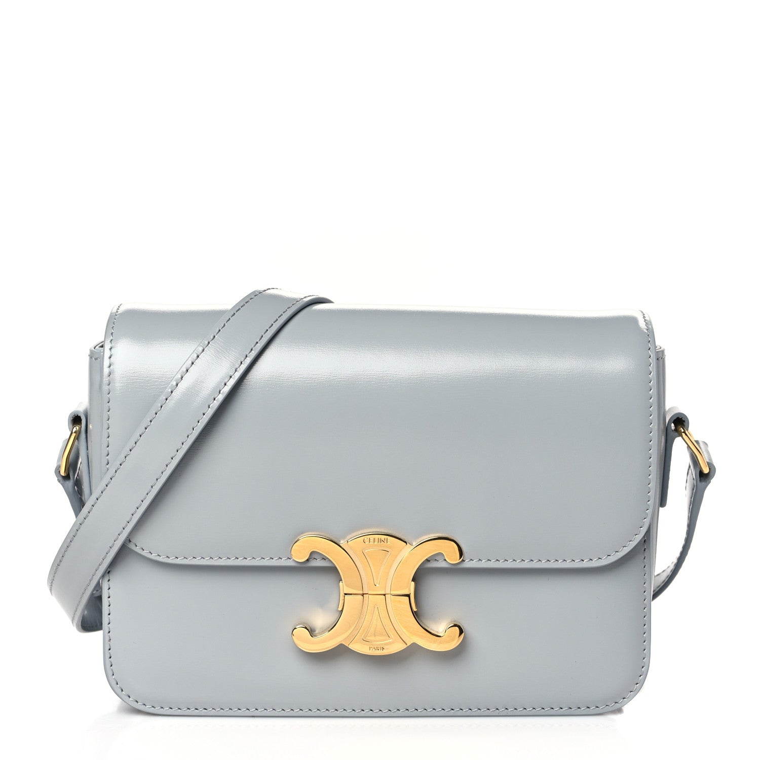 Celine Shiny Calfskin Teen Triomphe Pearl Blue 1 of 8