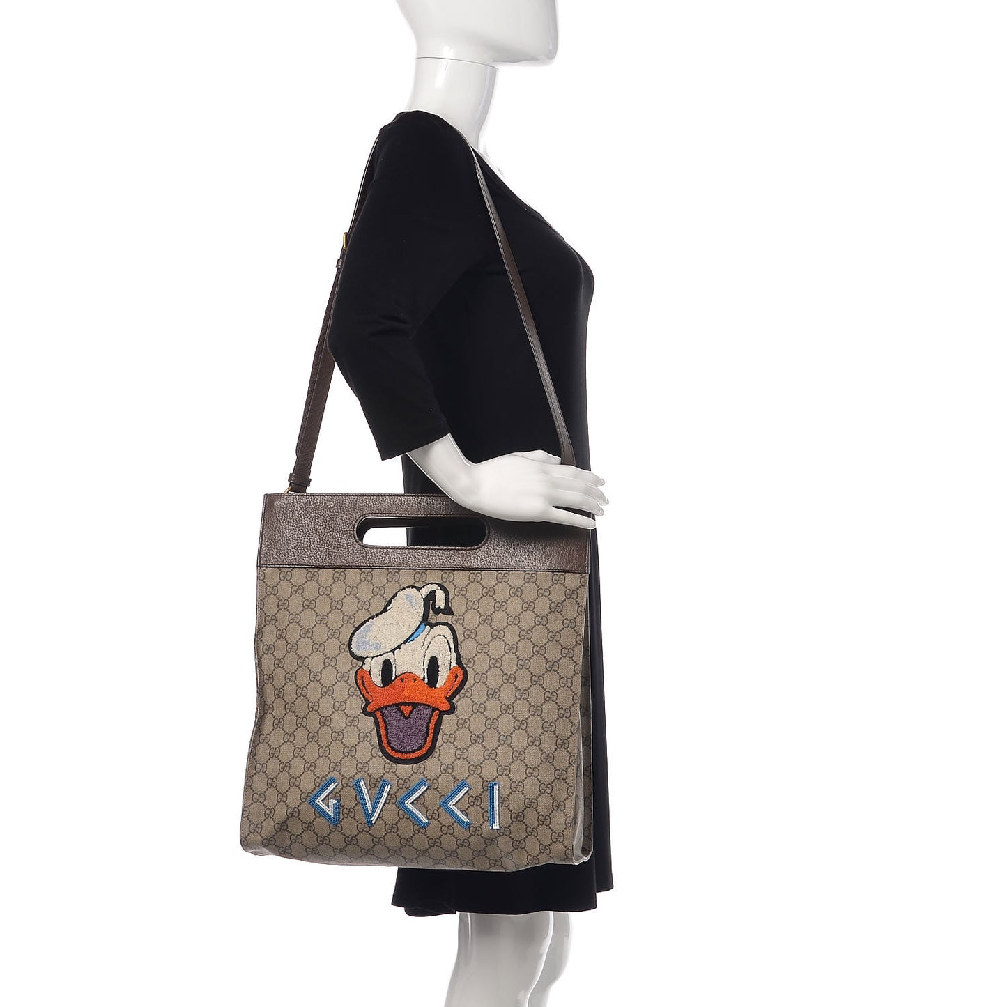 X DISNEY Soft GG Supreme Monogram Donald Duck Slip Handle Vertical Tote Beige New Acero
