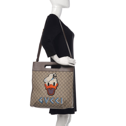 Gucci X DISNEY Soft GG Supreme Monogram Donald Duck Slip Handle Vertical Tote Beige New Acero 2 of 10