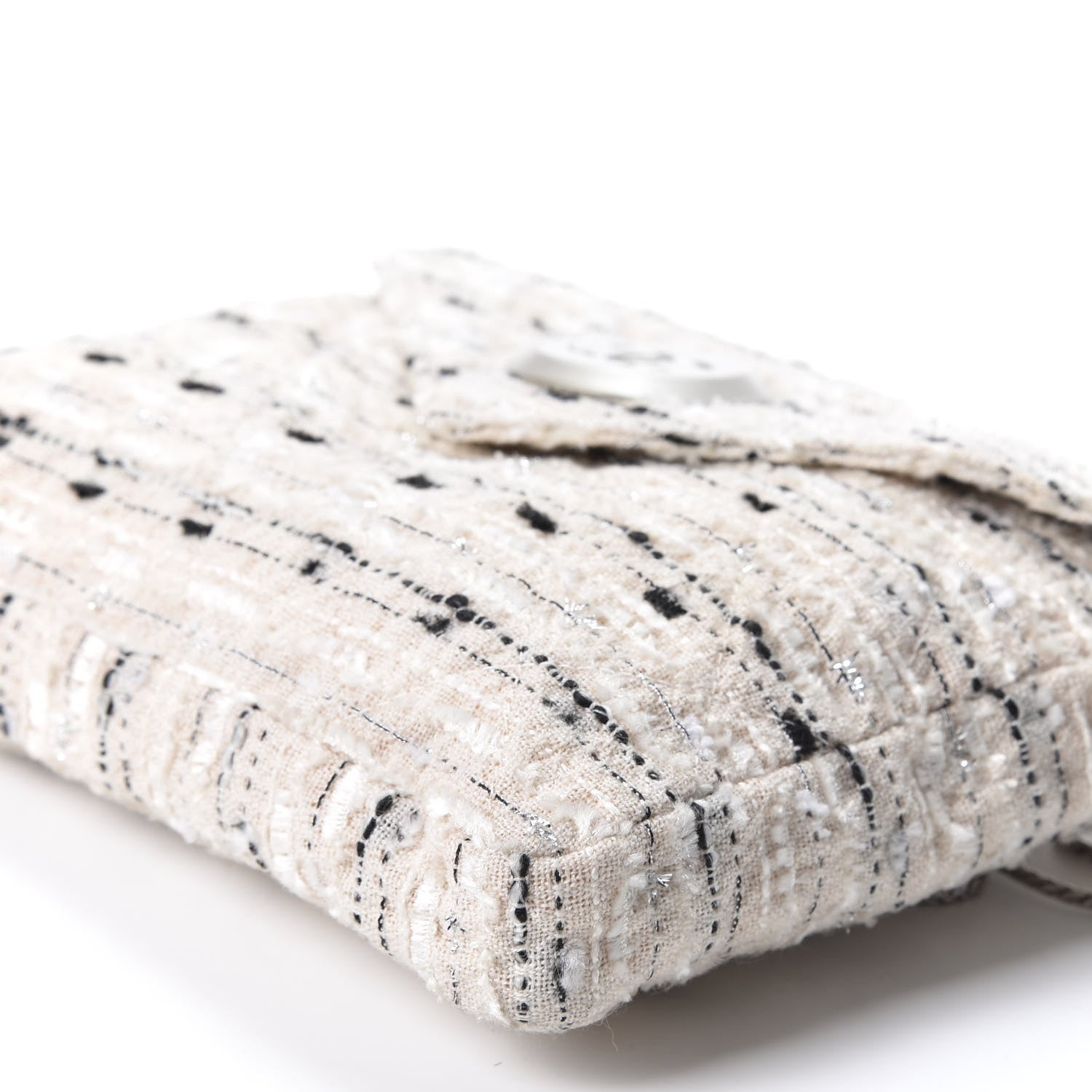 Chanel Tweed Quilted Envelope Chain Clutch White 6 of 8