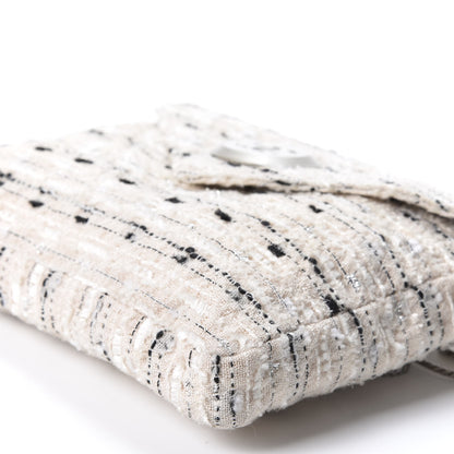 Chanel Tweed Quilted Envelope Chain Clutch White 6 of 8