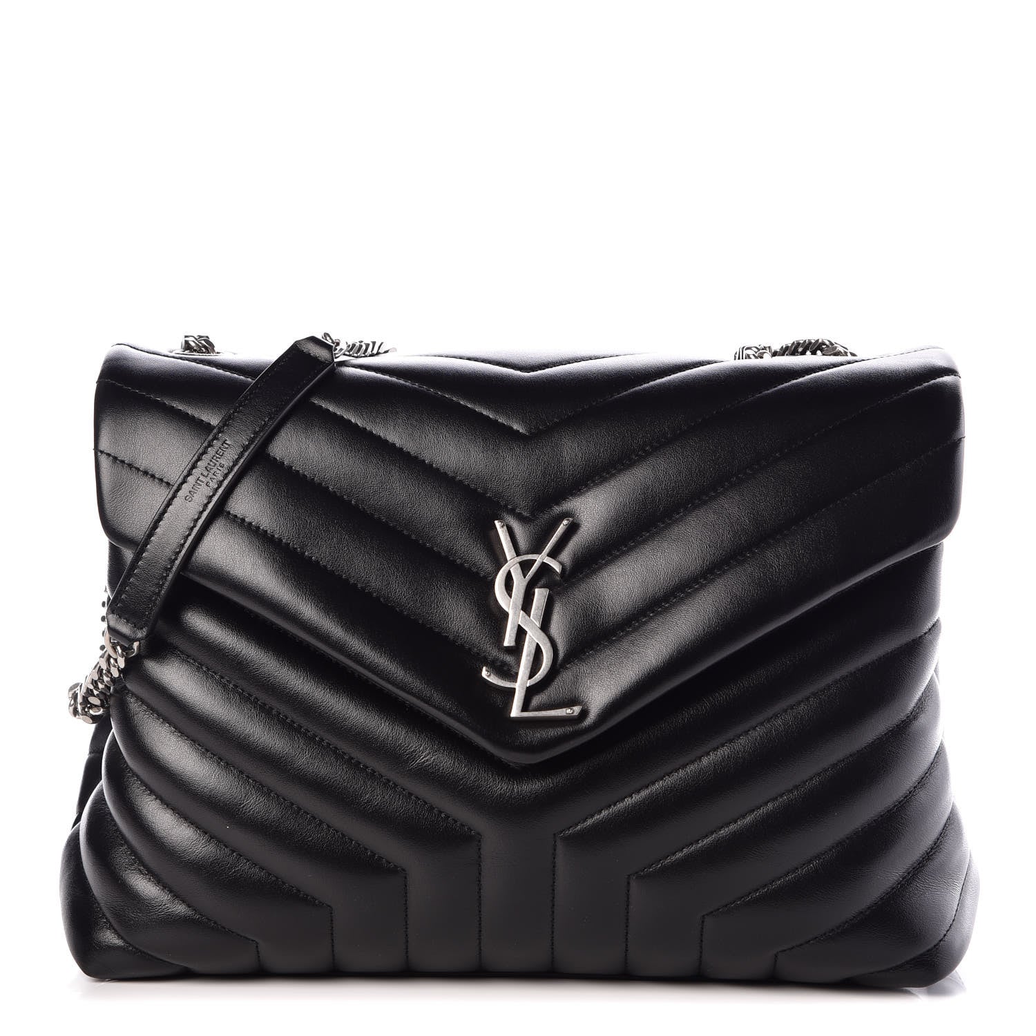 Saint Laurent Calfskin Y Quilted Monogram Medium Loulou Chain Satchel Black 1 of 9