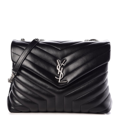 Saint Laurent Calfskin Y Quilted Monogram Medium Loulou Chain Satchel Black 1 of 9