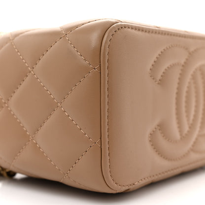 Chanel Lambskin Quilted Pearl Crush Small Vanity Case With Chain Beige 9 of 11