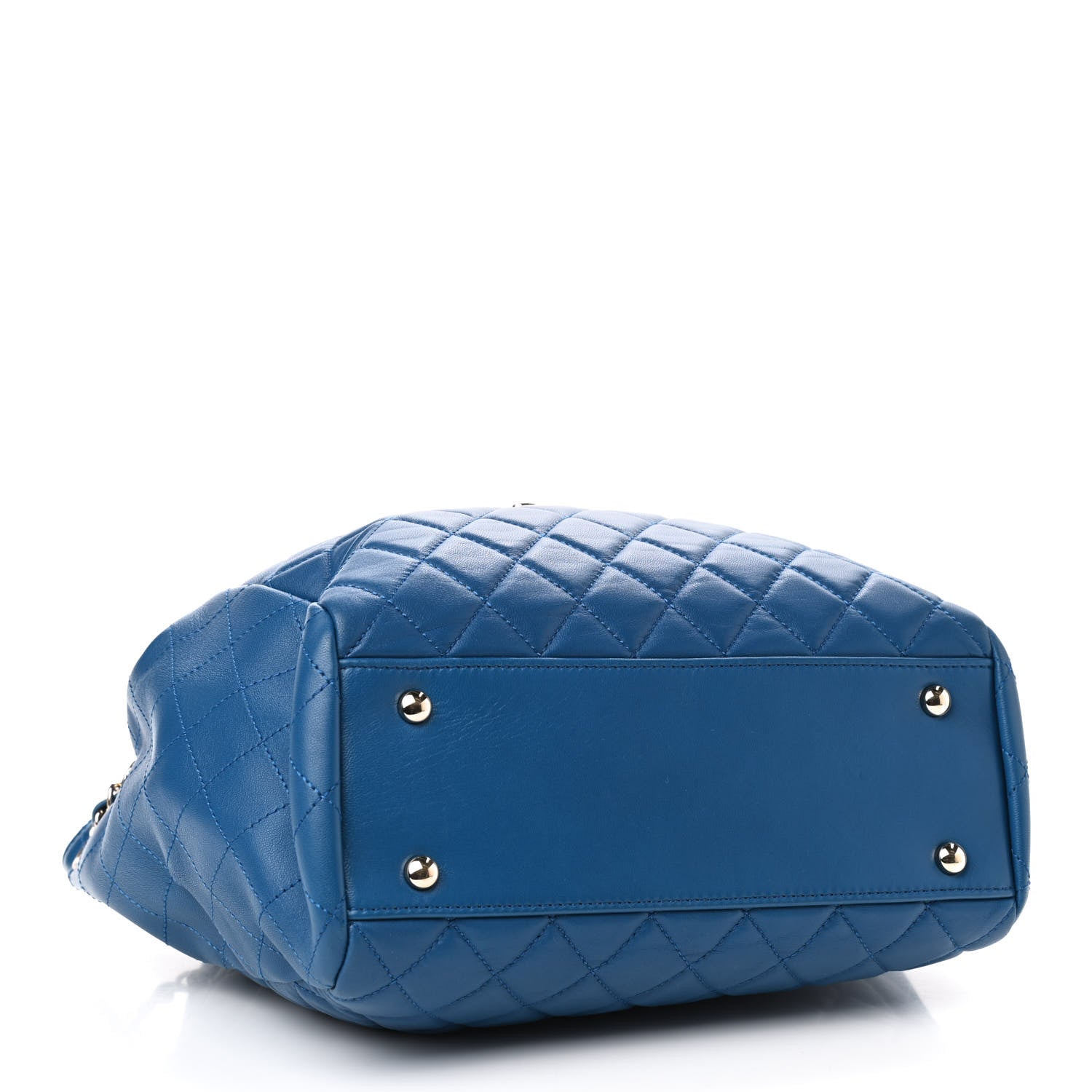Chanel Lambskin Quilted Drawstring Bag Blue 3 of 8