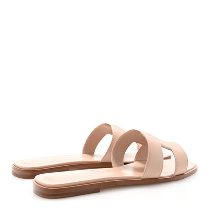 Hermes Box Calfskin Oran Sandals 37.5 Rose Pale 5 of 10