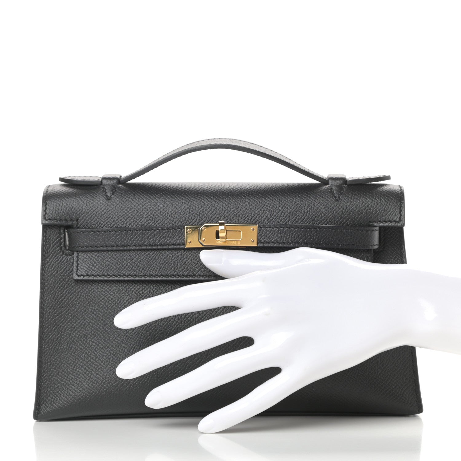 Hermes Epsom Kelly Pochette Clutch Black 2 of 10
