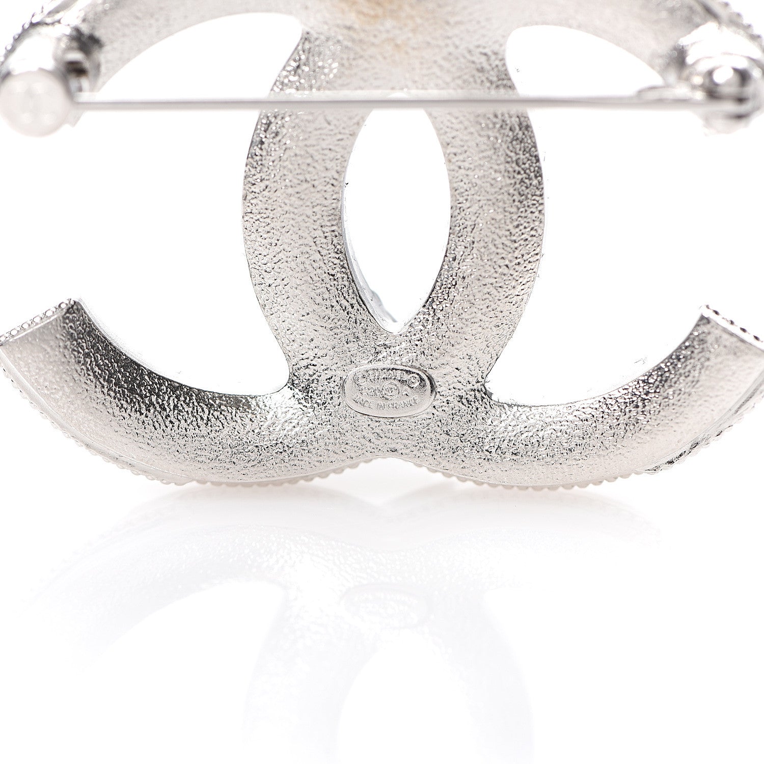 Chanel Crystal CC Brooch Silver 3 of 4