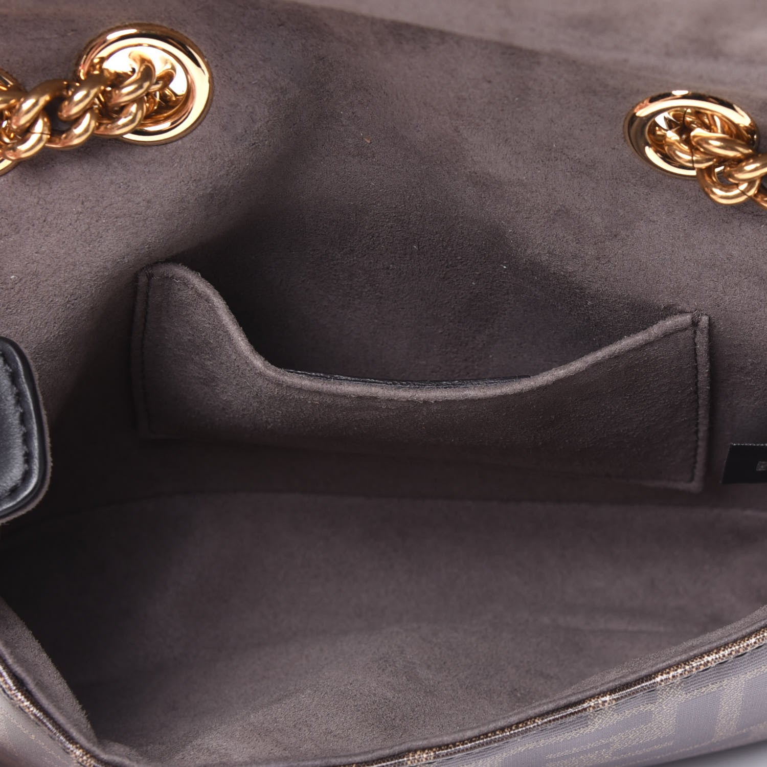 Fendi Glazed Fabric Vitello Century FF 1974 Stamp Patch Mini Double F Crossbody Bag Mogano Panna Black 5 of 12