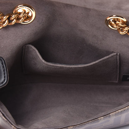 Fendi Glazed Fabric Vitello Century FF 1974 Stamp Patch Mini Double F Crossbody Bag Mogano Panna Black 5 of 12