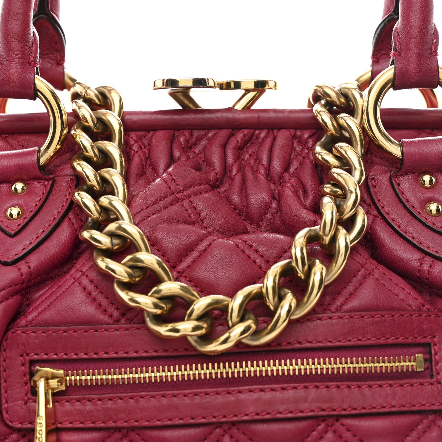 Calfskin Quilted Leather Stam Bag Pink