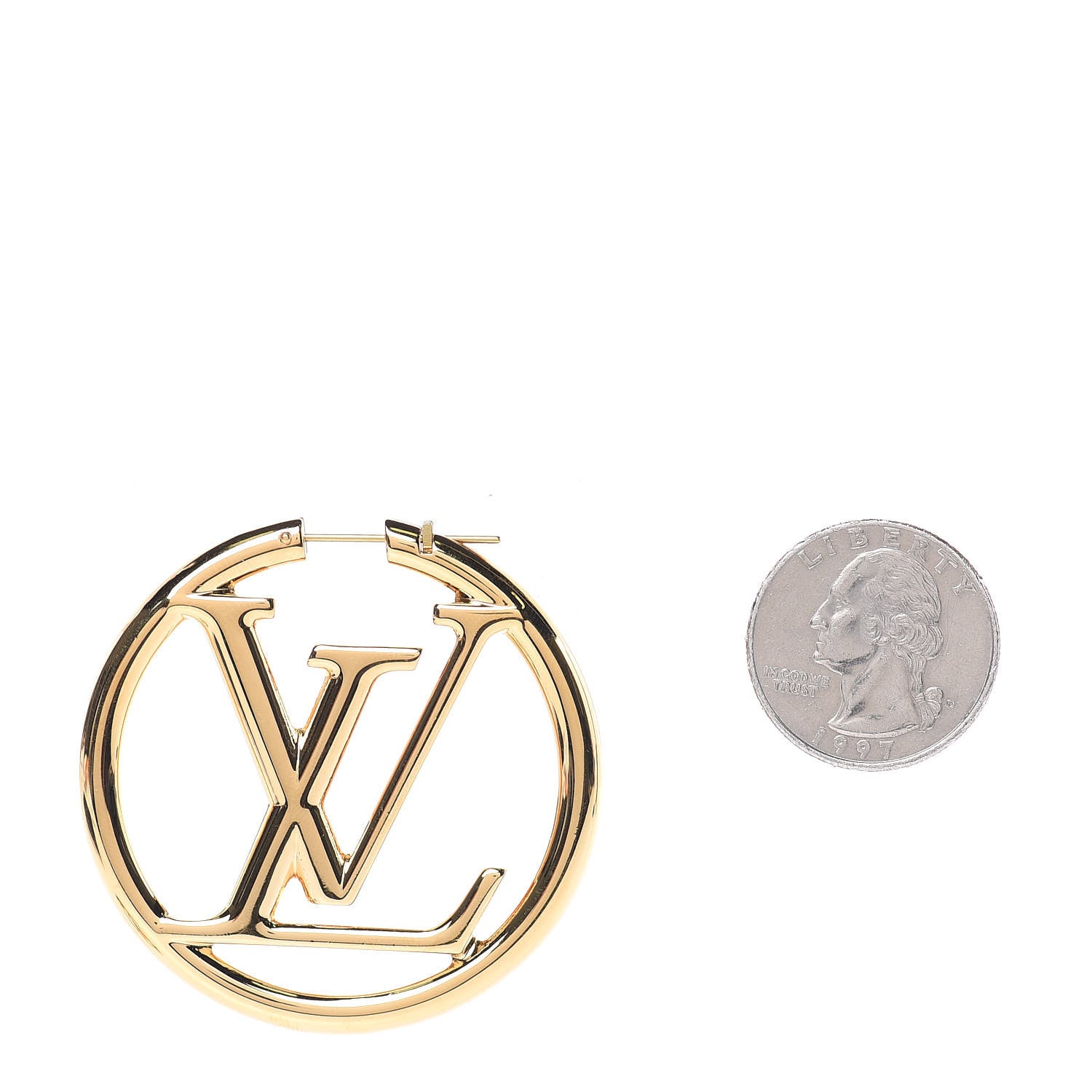 Louis Vuitton Metal Louise Hoop Earrings Gold 2 of 5
