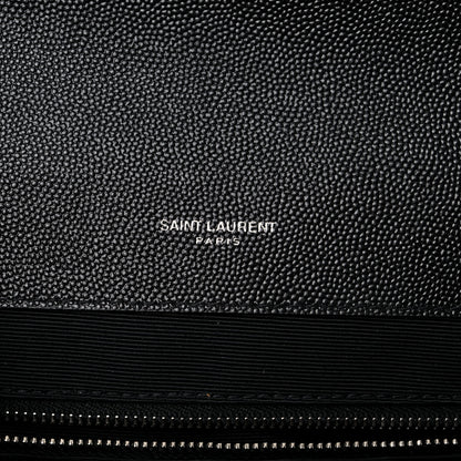 Saint Laurent Grain De Poudre Textured Mixed Matelasse Large Triquilt Monogram Satchel Black 5 of 8