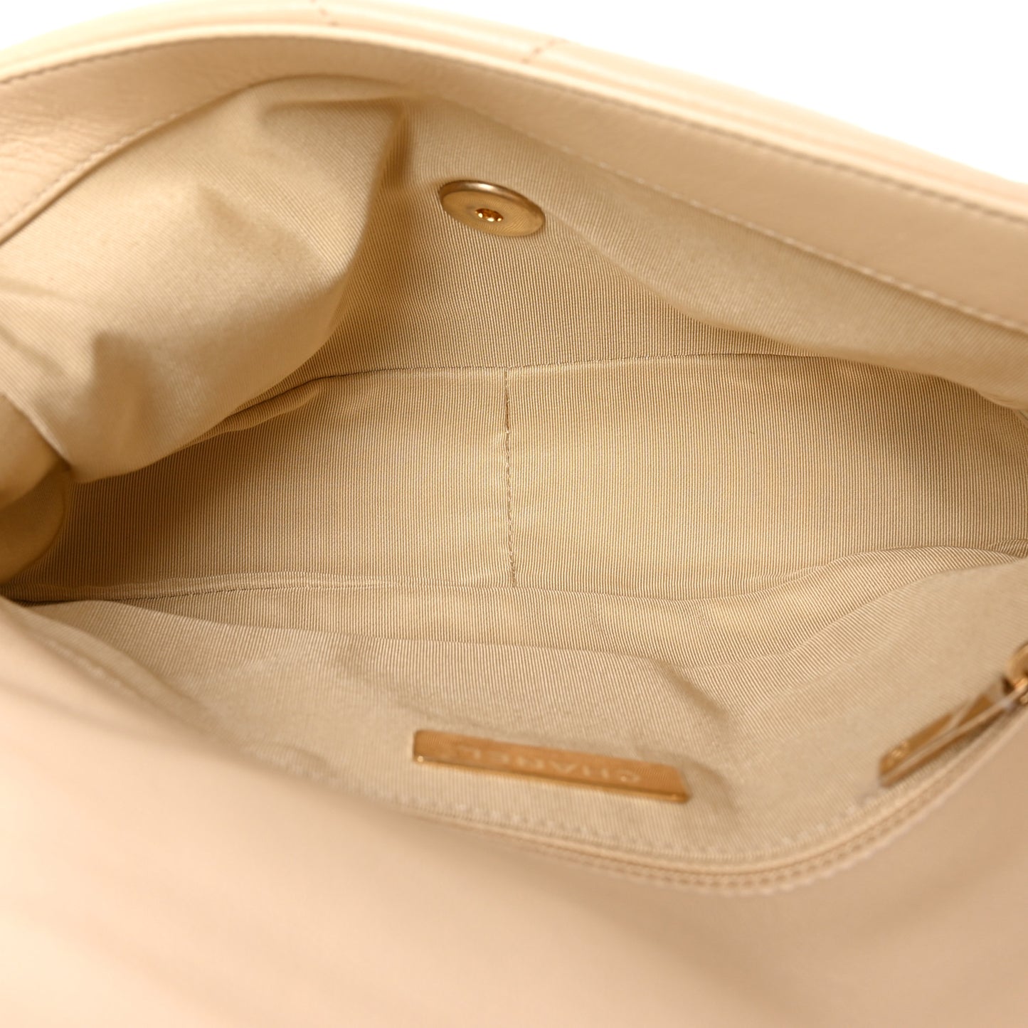Goatskin Quilted Medium Chanel 19 Flap Beige