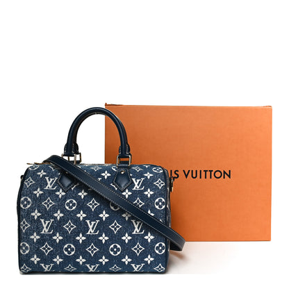 Louis Vuitton Monogram Jacquard Denim Speedy Bandouliere 25 Bleu 11 of 11