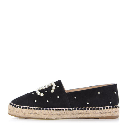 Chanel Suede Pearl CC Espadrilles 39 Black 1 of 11