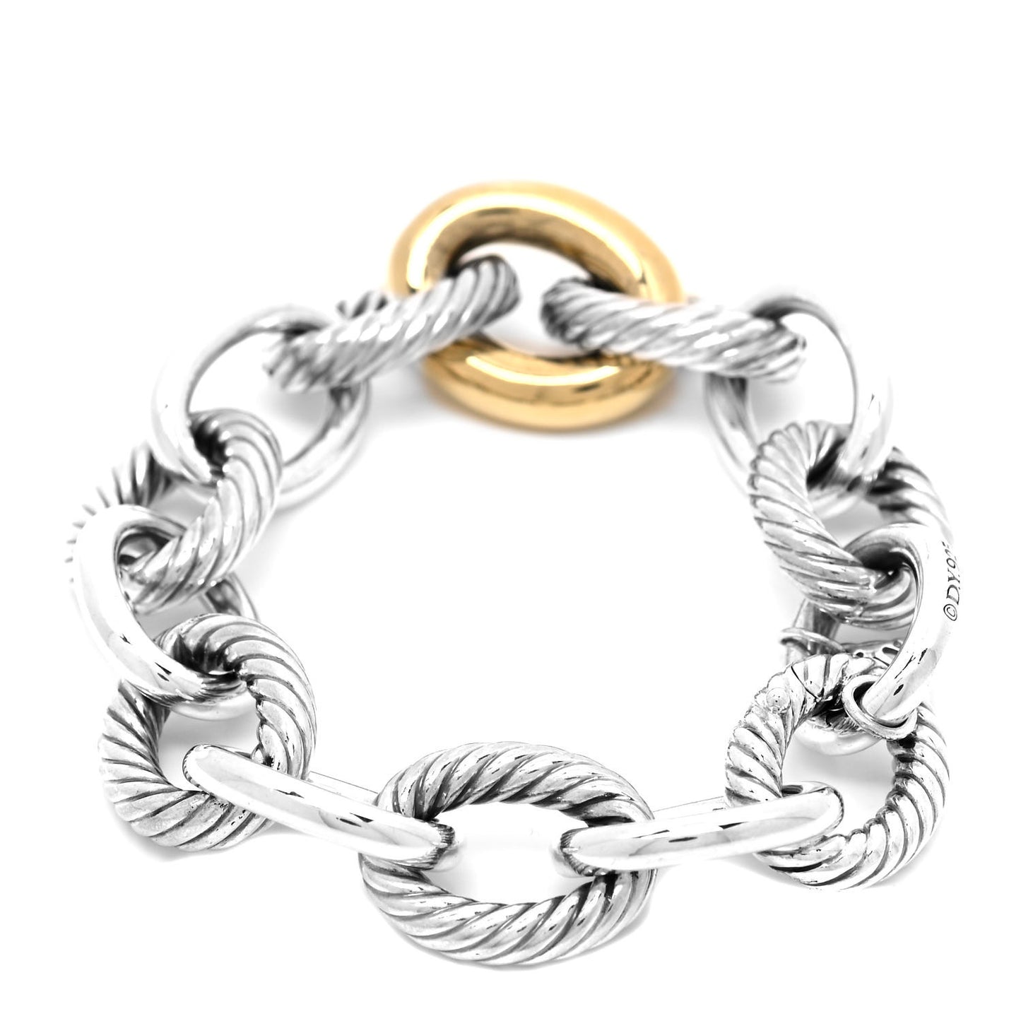 Sterling Silver 18K Yellow Gold 19mm Extra Large Oval Link Bracelet