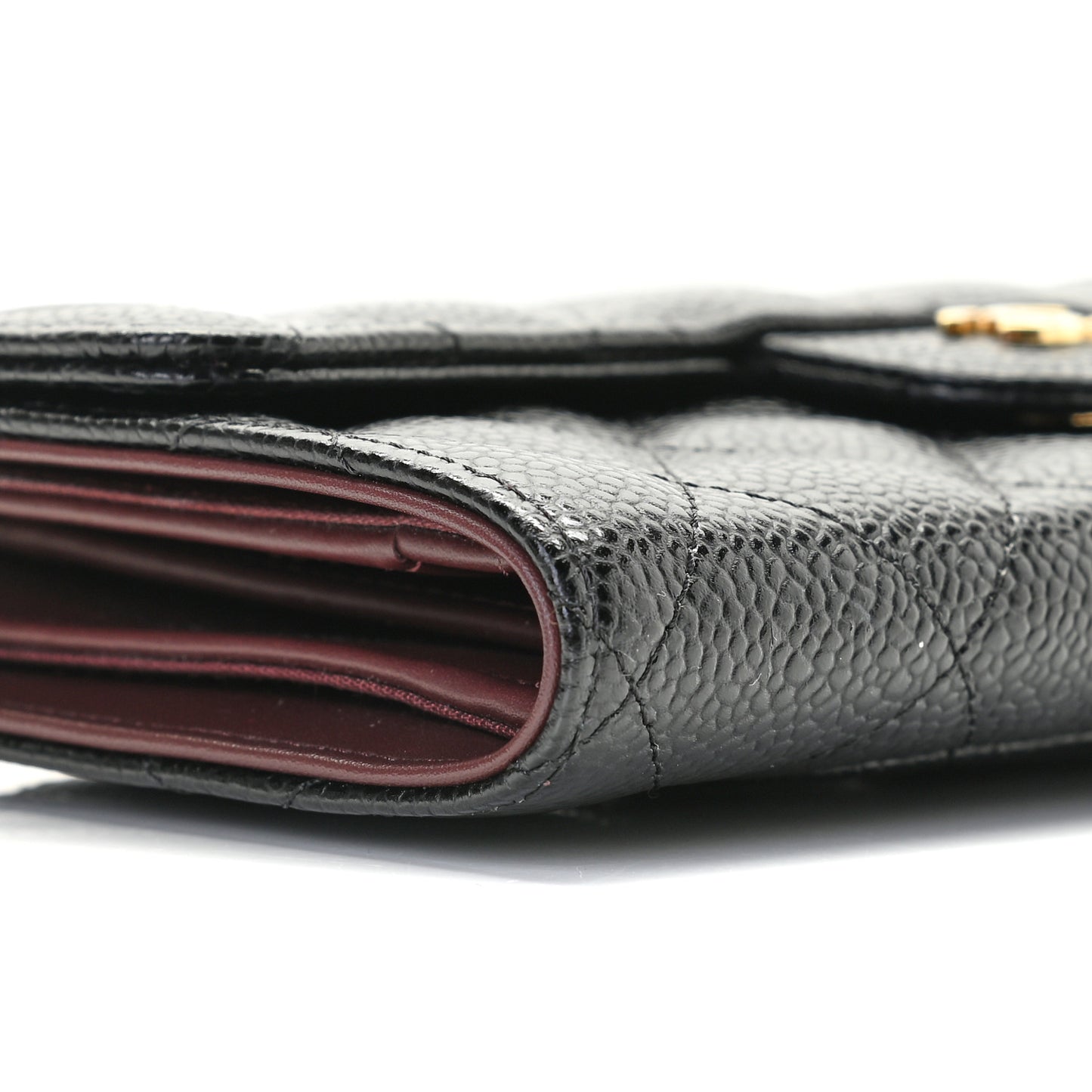 Caviar Quilted Large Flap Wallet Black