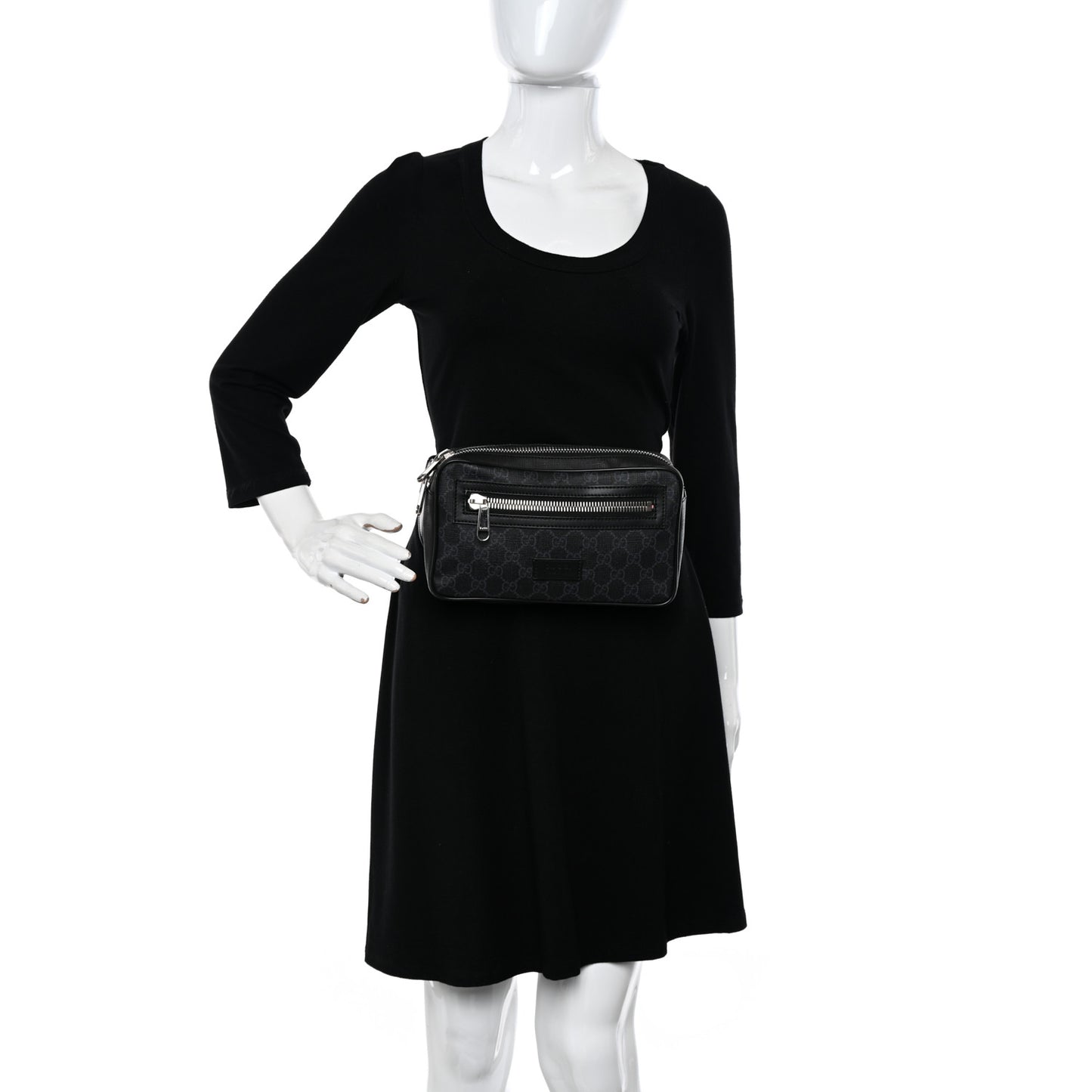 Soft GG Supreme Monogram Web Belt Bag Black Grey