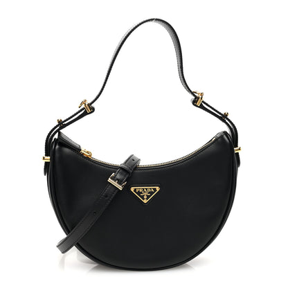Prada Soft Calfskin Arque Shoulder Bag Black 1 of 9