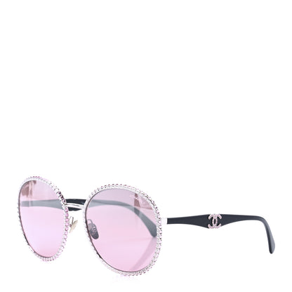 Chanel Metal Strass Round Sunglasses 71430 Black Pink 1 of 7
