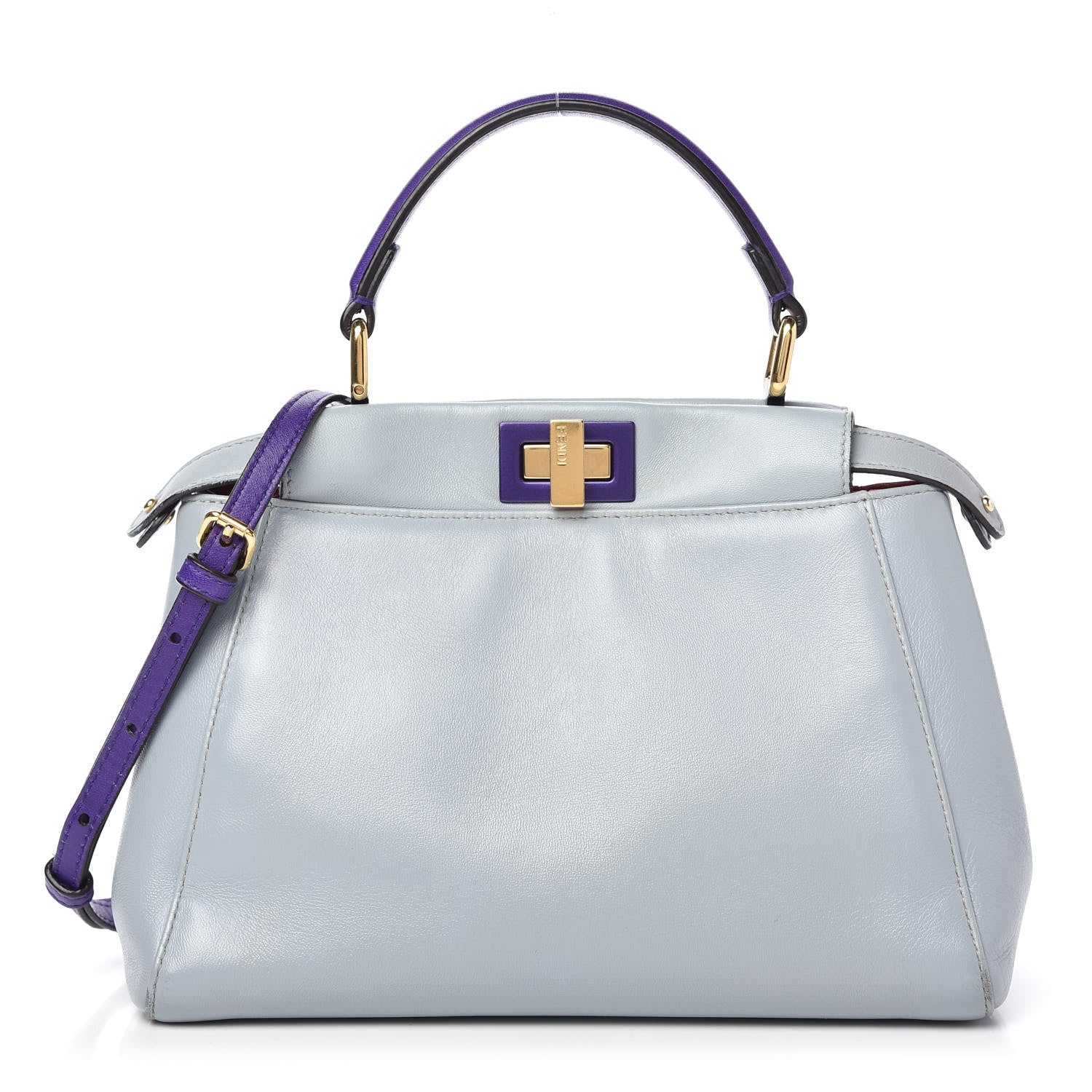 Fendi Nappa Colorblock Mini Peekaboo Iconic Satchel Polvere Purple Rain Ruby 1 of 9