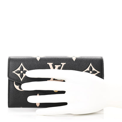 Louis Vuitton Monogram Empreinte Giant Sarah Wallet Black Beige 2 of 7