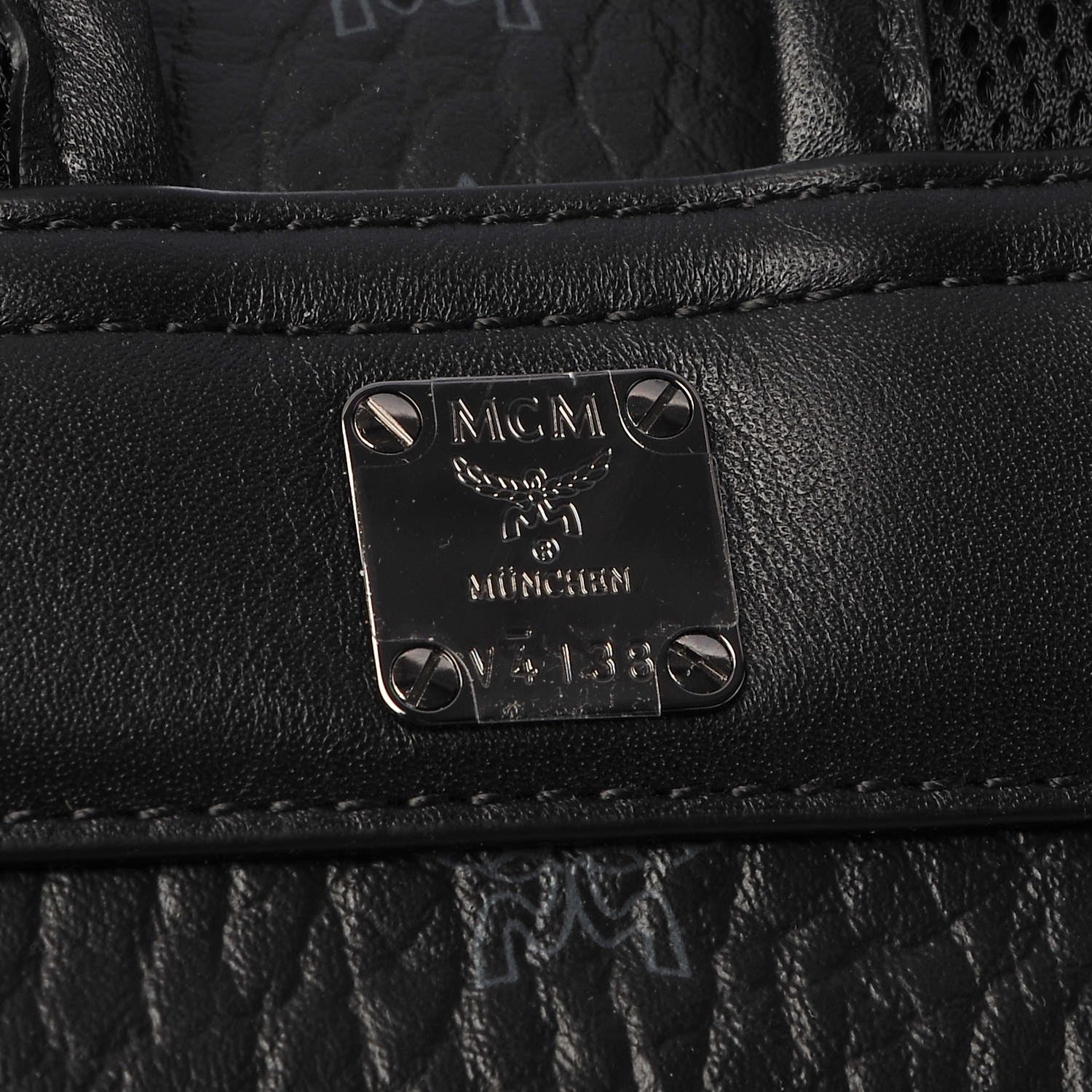 MCM Visetos Medium Stark Logo Stripe Backpack Black 9 of 11