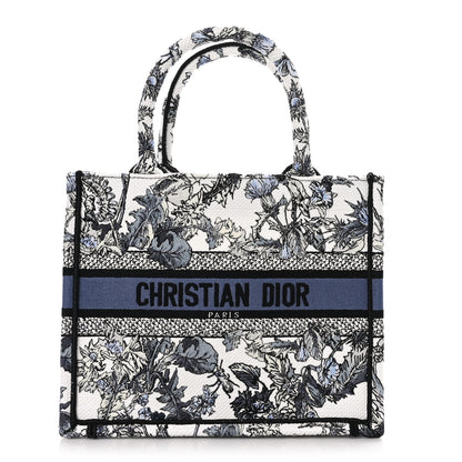 Christian Dior Canvas Embroidered Chardons Toile De Jouy Small Book Tote White Blue 1 of 10