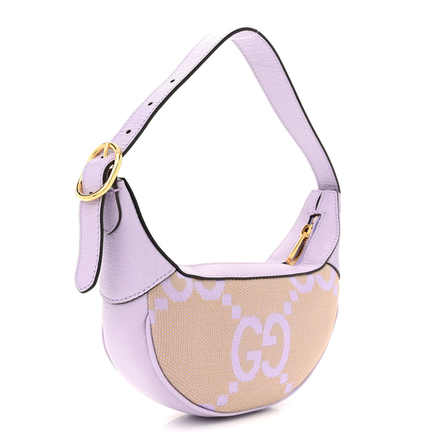 Monogram Jumbo GG Textured Dollar Calfskin Mini Ophidia Half Moon Hobo Beige Lapis