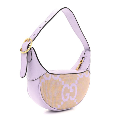 Gucci Monogram Jumbo GG Textured Dollar Calfskin Mini Ophidia Half Moon Hobo Beige Lapis 3 of 11
