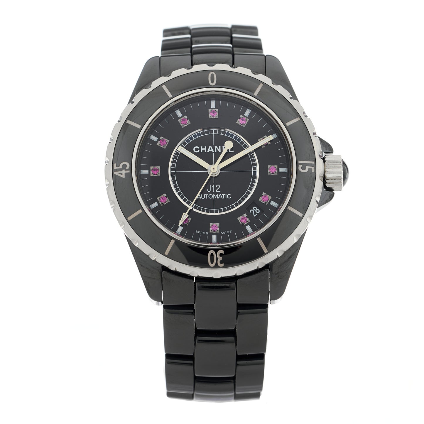 Stainless Steel Ceramic Ruby 38mm J12 Automatic Watch Black