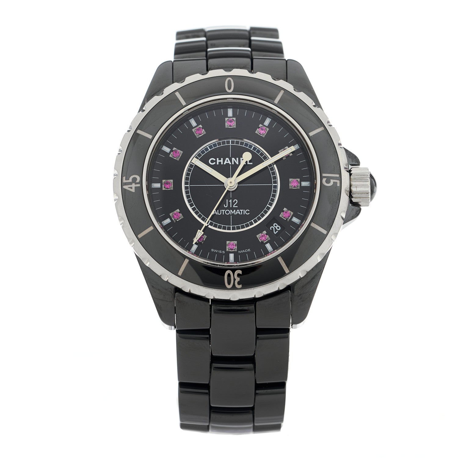 Chanel Stainless Steel Ceramic Ruby 38mm J12 Automatic Watch Black 1 of 5