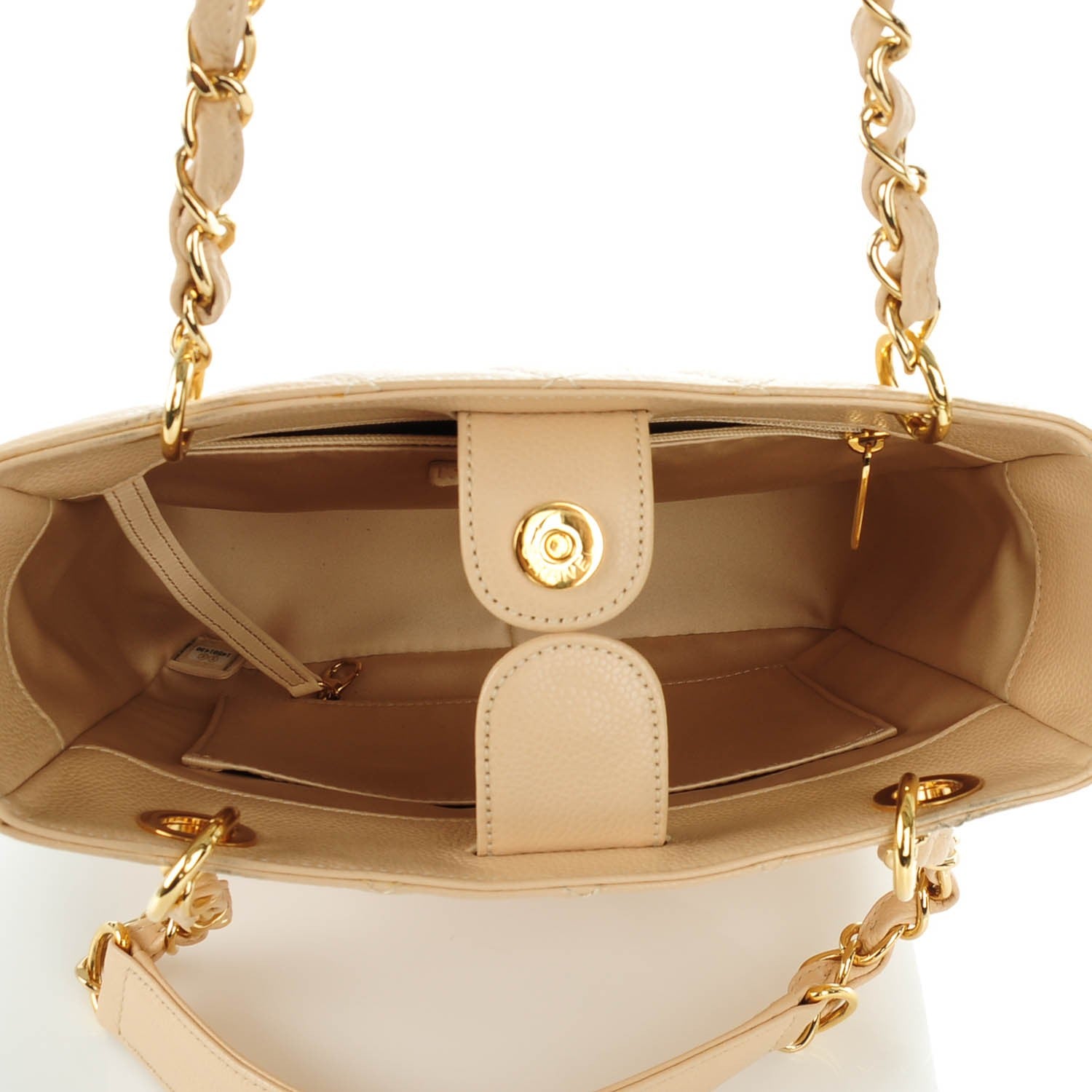 Chanel Caviar Quilted Petit Shopping Tote PST Beige Clair 5 of 7