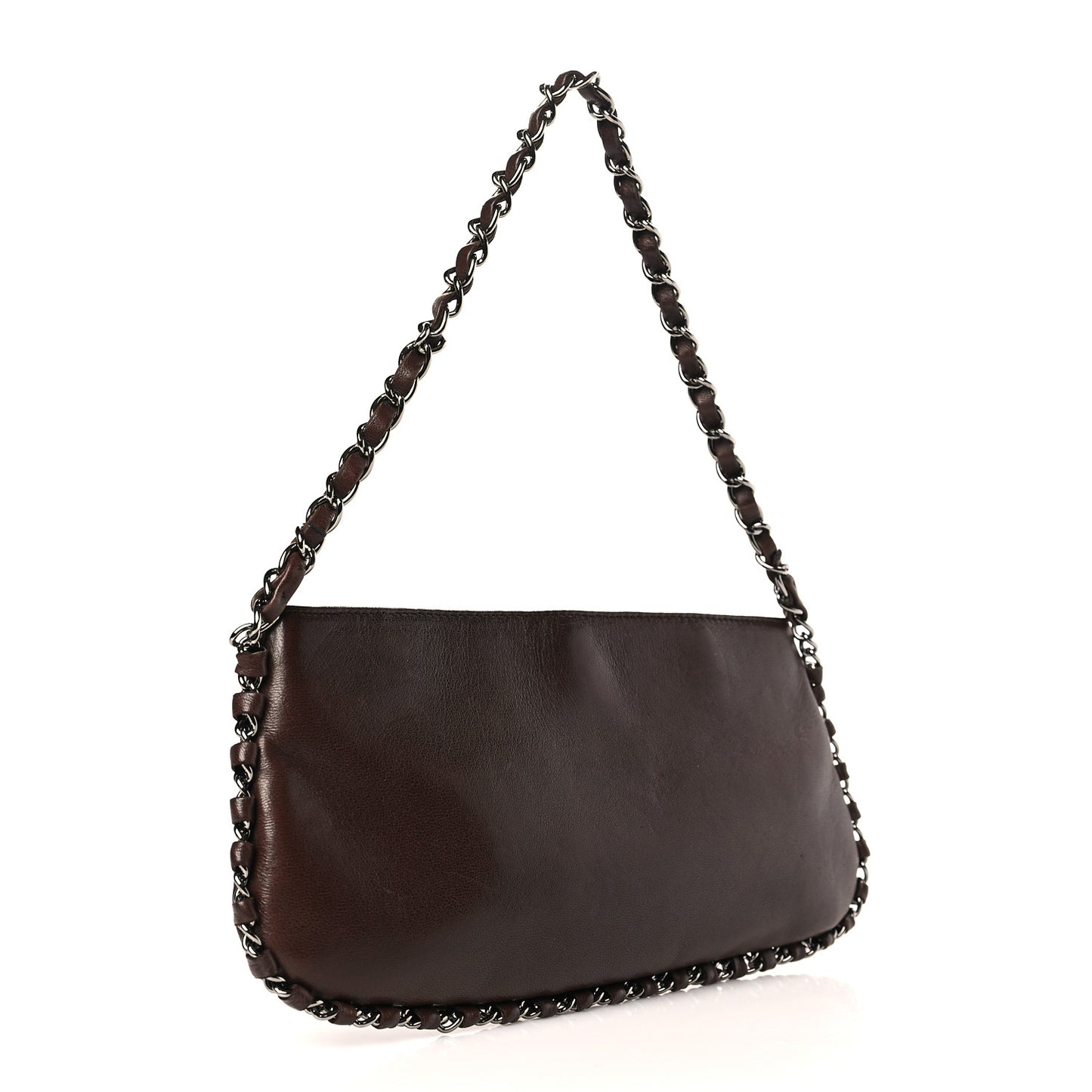 Calfskin Logo Pochette Brown