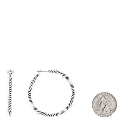 David Yurman Sterling Silver Medium Cable Classics Hoop Earrings 2 of 4