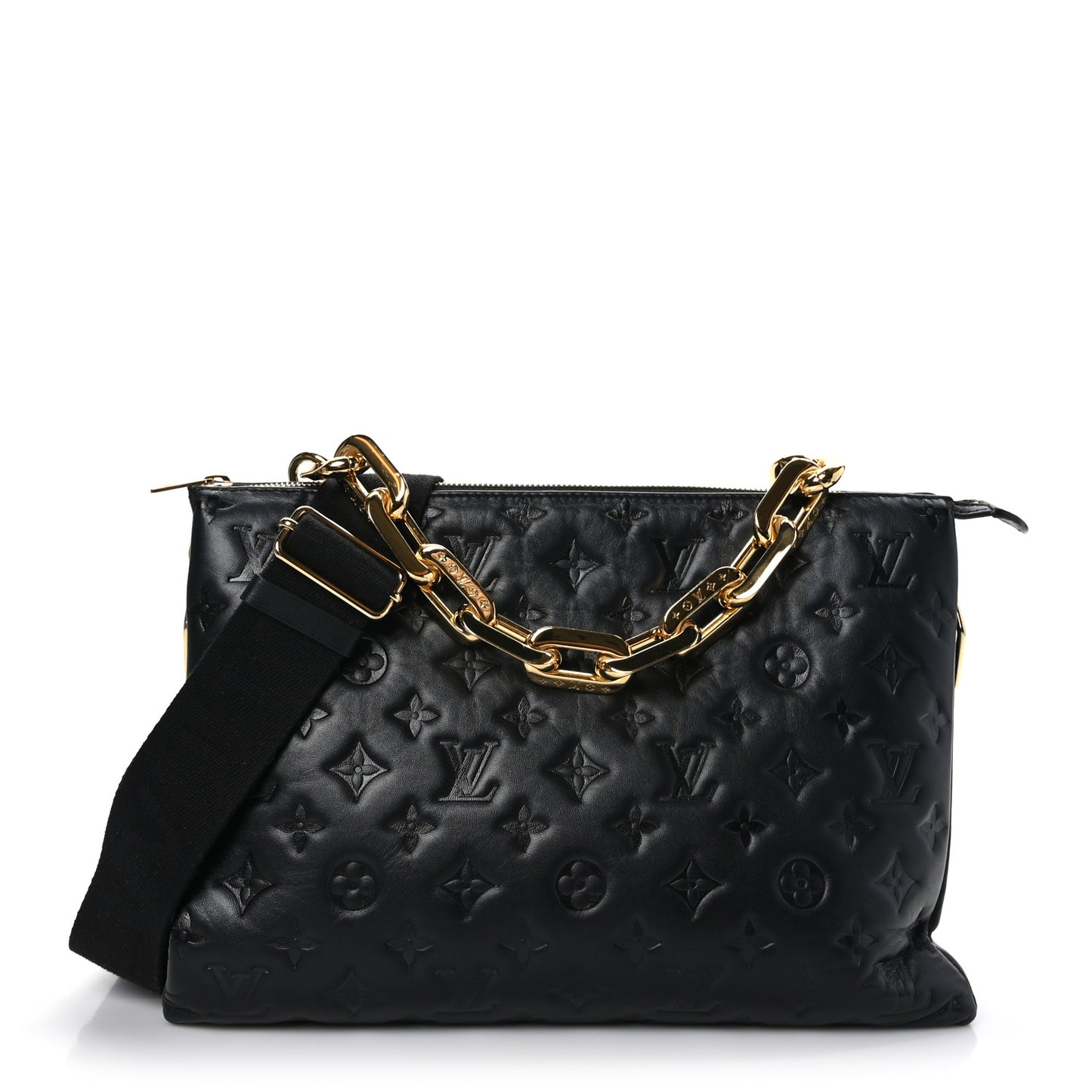 Lambskin Embossed Monogram Coussin MM Black