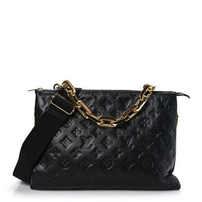 Louis Vuitton Lambskin Embossed Monogram Coussin MM Black 1 of 9