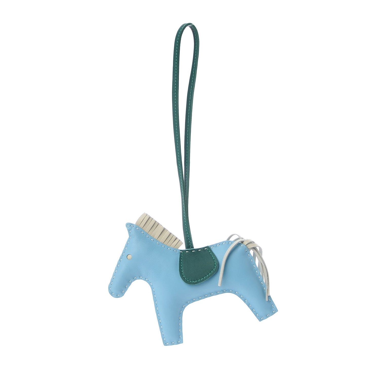 Milo Lambskin Grigri Rodeo Horse Bag Charm MM Celeste Malachite Craie