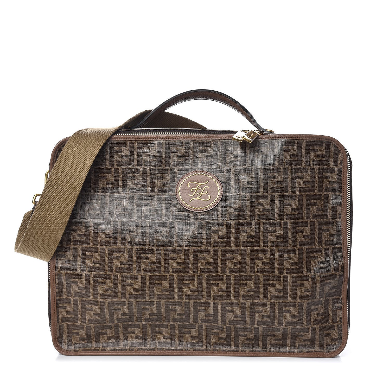 Glazed Fabric FF 1974 Karligraphy Large Travel Bag Tobacco