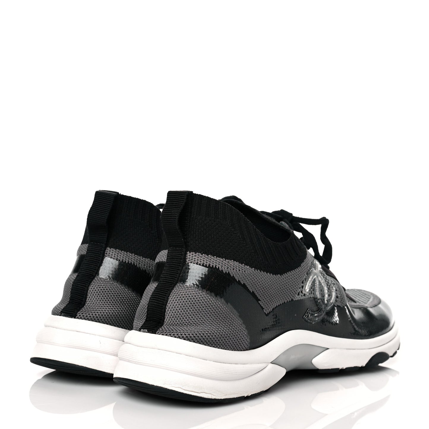 Fabric Calfskin Suede Mens CC Sneakers 45 Black Grey