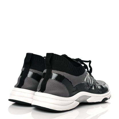 Chanel Fabric Calfskin Suede Mens CC Sneakers 45 Black Grey 4 of 8