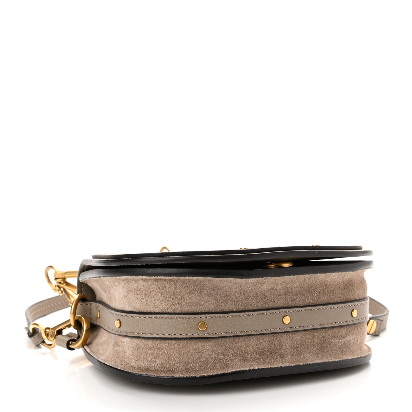 Calfskin Suede Small Nile Bracelet Bag Motty Grey