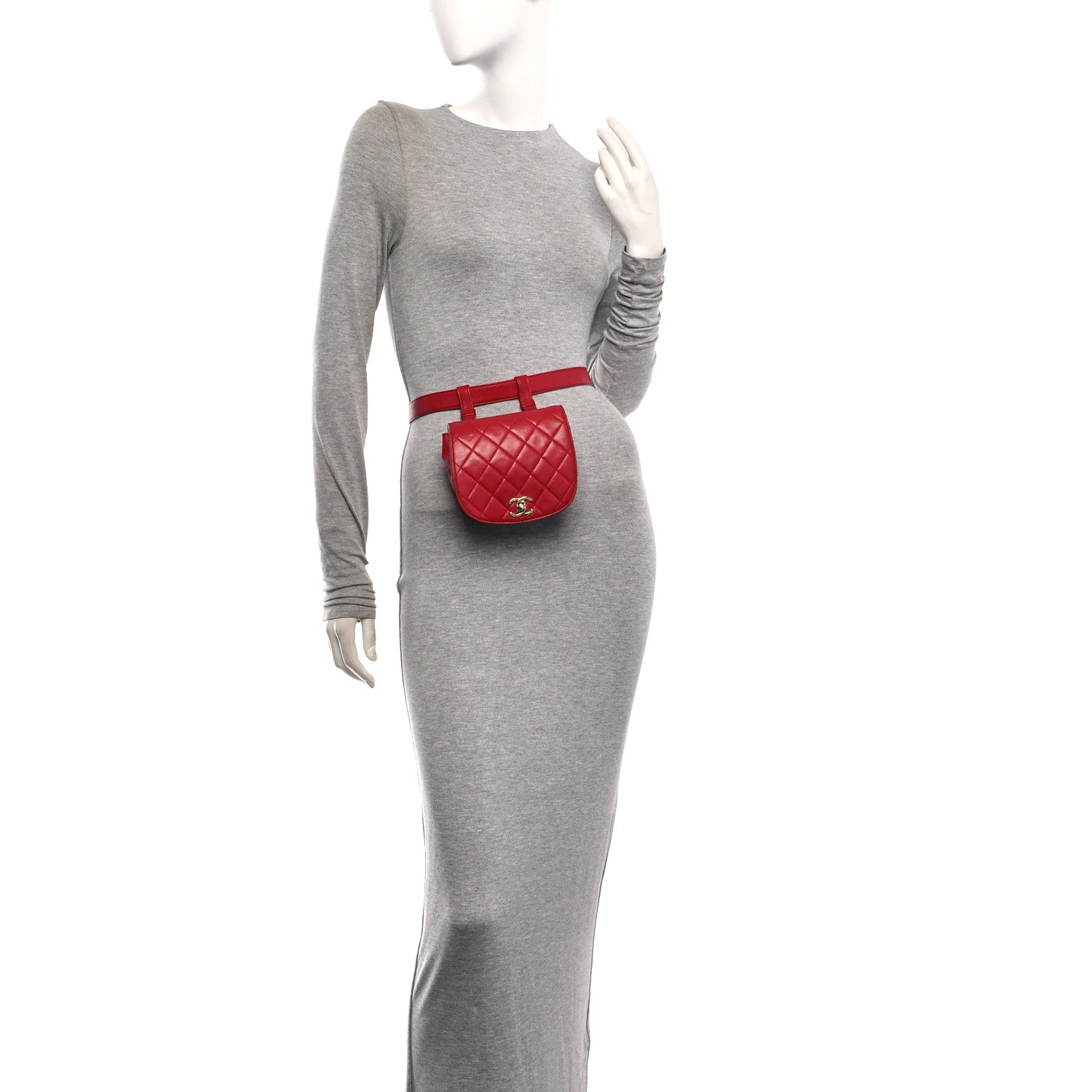 Chanel Lambskin Quilted Flap Waist Belt Bag 75 30 Red 2 of 17