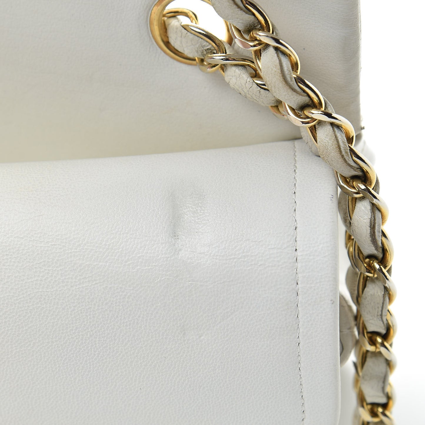 Lambskin Quilted Medium Double Flap White