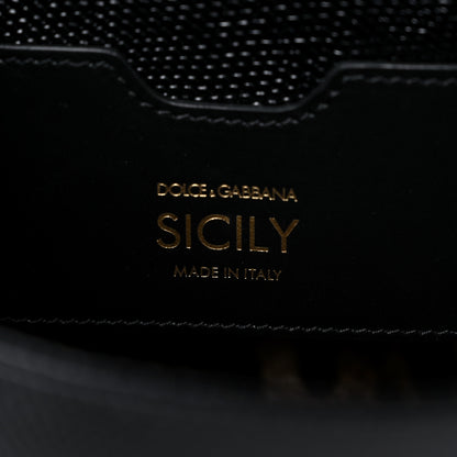 Dolce & Gabbana Lizard Calfskin Embossed Medium Miss Sicily Satchel Black 5 of 9