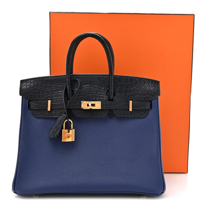 Hermes Taurillon Novillo Matte Alligator Birkin Touch 25 Bleu Saphir Bleu Marine 13 of 13