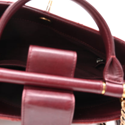 Chanel Calfskin Quilted Small Gold Bar Top Handle Tote Burgundy 5 of 10