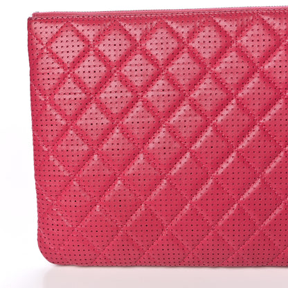 Chanel Perforated Lambskin Quilted Medium Zip Pouch Pink 12 of 14